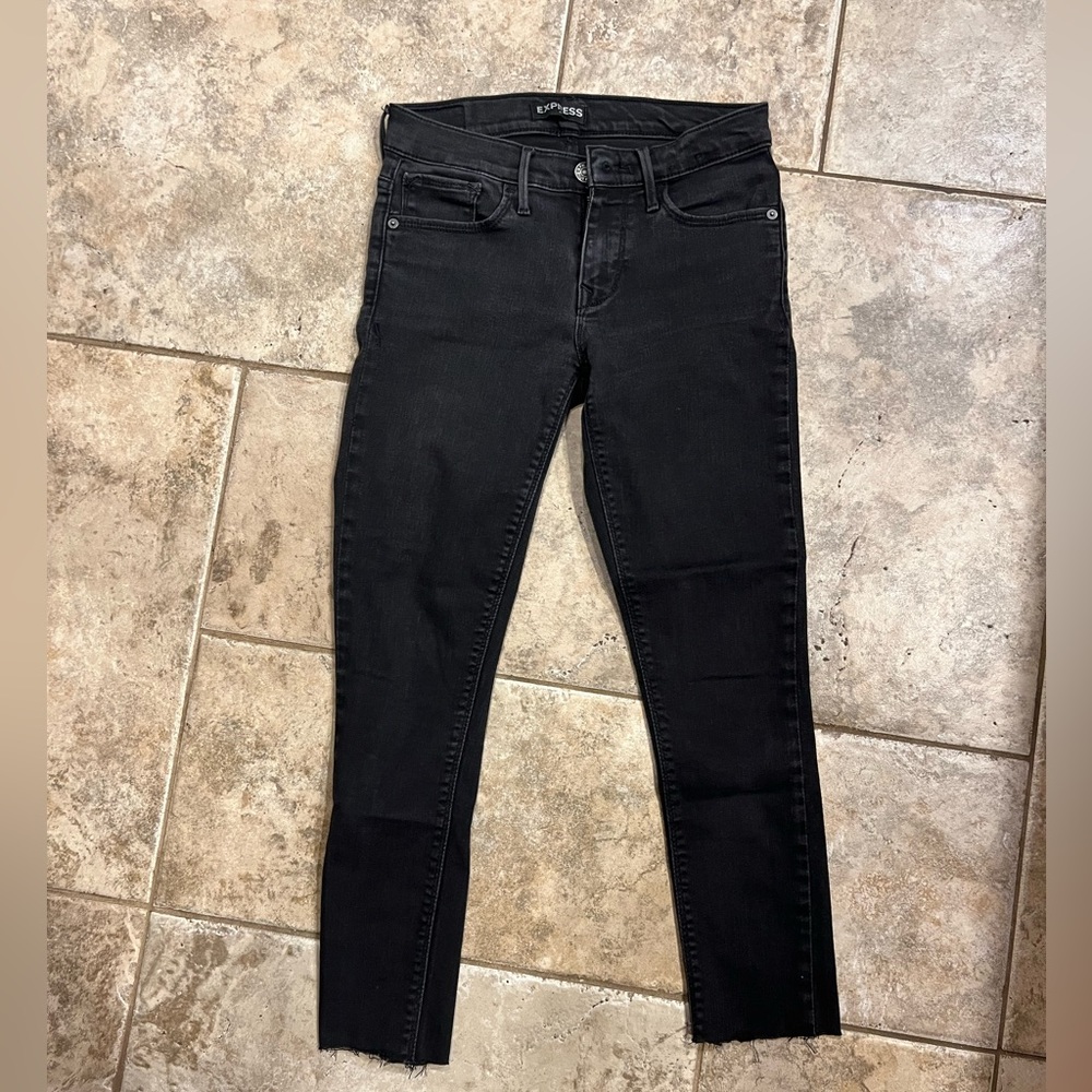 Express Jeans Mid Rise Legging Black/Dark Gray/Size 2